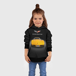 Толстовка-худи детская Американский маслкар Chevrolet Corvette Stingray, цвет: 3D-черный — фото 2