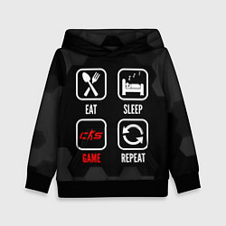 Толстовка-худи детская Eat, sleep, Counter-Strike 2, repeat, цвет: 3D-черный