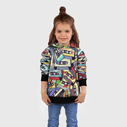 Толстовка-худи детская Касеты 80-е, цвет: 3D-черный — фото 2