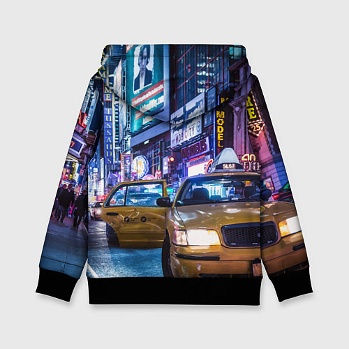 Детская толстовка Модная чёрная кошечка в Нью-Йорке / 3D-Черный – фото 2