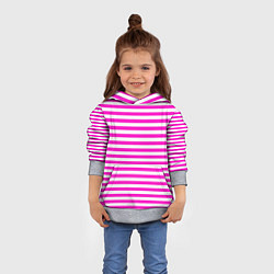 Толстовка-худи детская Ярко-розовые полосы, цвет: 3D-меланж — фото 2