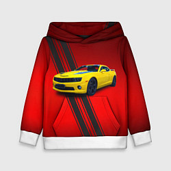 Толстовка-худи детская Спортивный американский автомобиль Chevrolet Camar, цвет: 3D-белый