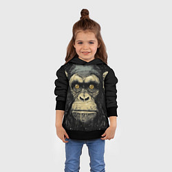 Толстовка-худи детская Портрет обезьяны: арт нейросети, цвет: 3D-черный — фото 2