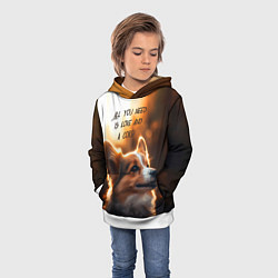 Толстовка-худи детская Любовь и корги, цвет: 3D-белый — фото 2
