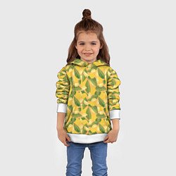 Толстовка-худи детская Летний паттерн с ананасами, цвет: 3D-белый — фото 2