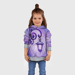 Толстовка-худи детская Уличный фиолетовый фонарь, цвет: 3D-меланж — фото 2