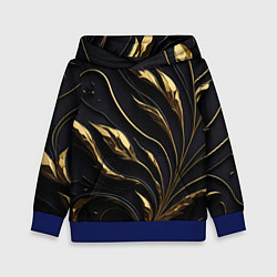 Толстовка-худи детская Золотой орнамент на черном, цвет: 3D-синий
