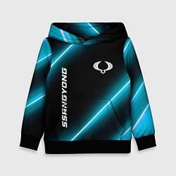 Толстовка-худи детская SsangYong неоновые лампы, цвет: 3D-черный