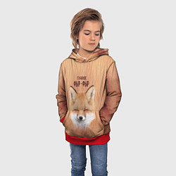 Толстовка-худи детская Лиса фырчит, цвет: 3D-красный — фото 2