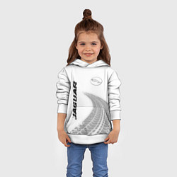 Толстовка-худи детская Jaguar speed на светлом фоне со следами шин: надпи, цвет: 3D-белый — фото 2