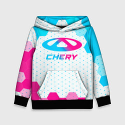 Толстовка-худи детская Chery neon gradient style, цвет: 3D-черный