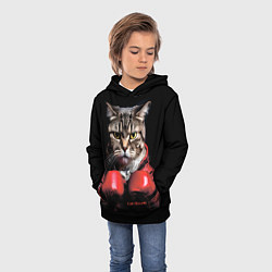 Толстовка-худи детская Cat boxing, цвет: 3D-черный — фото 2
