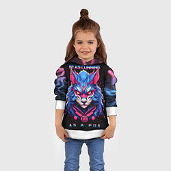 Толстовка-худи детская Хитрый синий лис, цвет: 3D-белый — фото 2