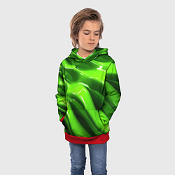 Толстовка-худи детская Текстура зеленая слизь, цвет: 3D-красный — фото 2