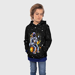 Толстовка-худи детская Космонавт на рыбалке - неон, цвет: 3D-синий — фото 2