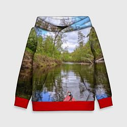 Толстовка-худи детская Красная байдарка, цвет: 3D-красный