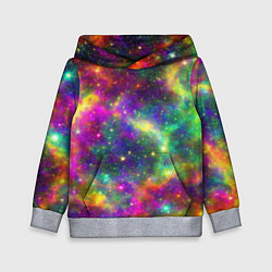Толстовка-худи детская Яркий неоновый космос, цвет: 3D-меланж