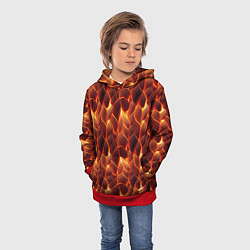 Толстовка-худи детская Огненная мозаичная текстура, цвет: 3D-красный — фото 2