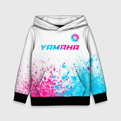 Толстовка-худи детская Yamaha neon gradient style: символ сверху, цвет: 3D-черный