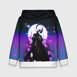 Толстовка-худи детская Nier automata 2b neon, цвет: 3D-белый