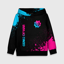 Толстовка-худи детская Gears of War - neon gradient: надпись, символ, цвет: 3D-черный