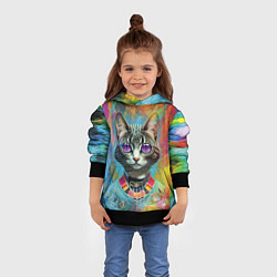 Толстовка-худи детская Cat fashionista - neural network, цвет: 3D-черный — фото 2