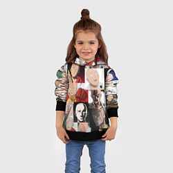 Толстовка-худи детская Saitama - many faces, цвет: 3D-черный — фото 2