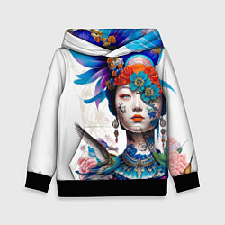 Толстовка-худи детская Japanese girl - irezumi - tattoo, цвет: 3D-черный