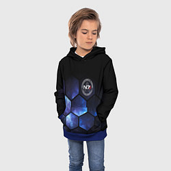 Толстовка-худи детская Mass Effect - N7 - Космос, цвет: 3D-синий — фото 2