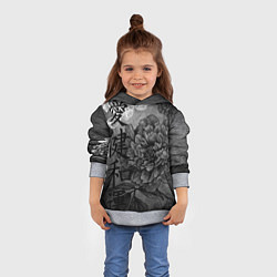 Толстовка-худи детская Flowers - japanese art, цвет: 3D-меланж — фото 2