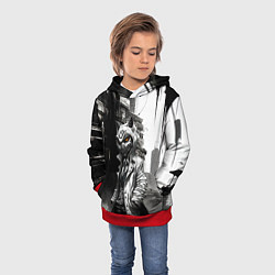 Толстовка-худи детская Кибернетический кицунэ, цвет: 3D-красный — фото 2