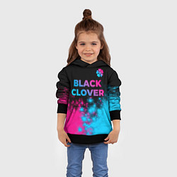 Толстовка-худи детская Black Clover - neon gradient: символ сверху, цвет: 3D-черный — фото 2