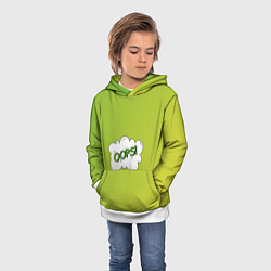 Толстовка-худи детская Oops на градиенте зеленом, цвет: 3D-белый — фото 2