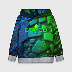 Толстовка-худи детская CS GO green black abstract, цвет: 3D-меланж