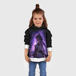 Толстовка-худи детская Мрачный геншин импакт - Raiden, цвет: 3D-белый — фото 2