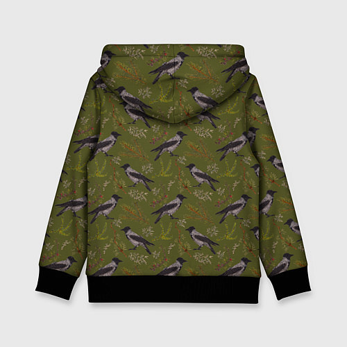 Детская толстовка Вороны и еловые веточки / 3D-Черный – фото 2