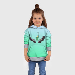 Толстовка-худи детская Планктон в тягах бархатных, цвет: 3D-меланж — фото 2