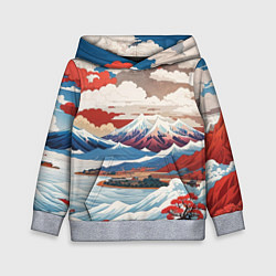 Толстовка-худи детская Пейзаж в Японском стиле, цвет: 3D-меланж