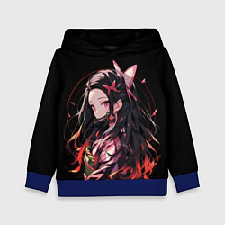 Толстовка-худи детская Незуко комадо из клинка, цвет: 3D-синий