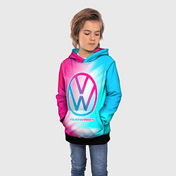 Толстовка-худи детская Volkswagen neon gradient style, цвет: 3D-черный — фото 2