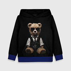 Толстовка-худи детская Плюшевый мишка в очках, цвет: 3D-синий