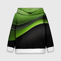 Толстовка-худи детская Black green abstract, цвет: 3D-белый