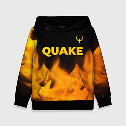 Толстовка-худи детская Quake - gold gradient: символ сверху, цвет: 3D-черный