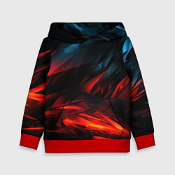 Толстовка-худи детская Red black abstract, цвет: 3D-красный