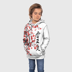 Толстовка-худи детская Цветущее дерево сакуры, цвет: 3D-белый — фото 2