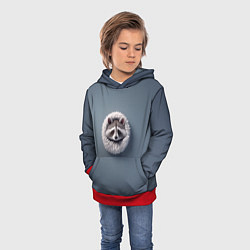Толстовка-худи детская Мордочка маленького енота, цвет: 3D-красный — фото 2