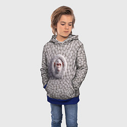 Толстовка-худи детская Забавная белая обезьяна, цвет: 3D-синий — фото 2