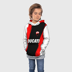 Толстовка-худи детская Ducati moto - красные полосы, цвет: 3D-меланж — фото 2