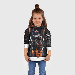 Толстовка-худи детская Кибер робот самурай от нейросети, цвет: 3D-белый — фото 2