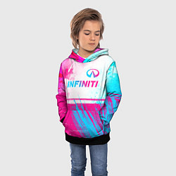 Толстовка-худи детская Infiniti neon gradient style: символ сверху, цвет: 3D-черный — фото 2